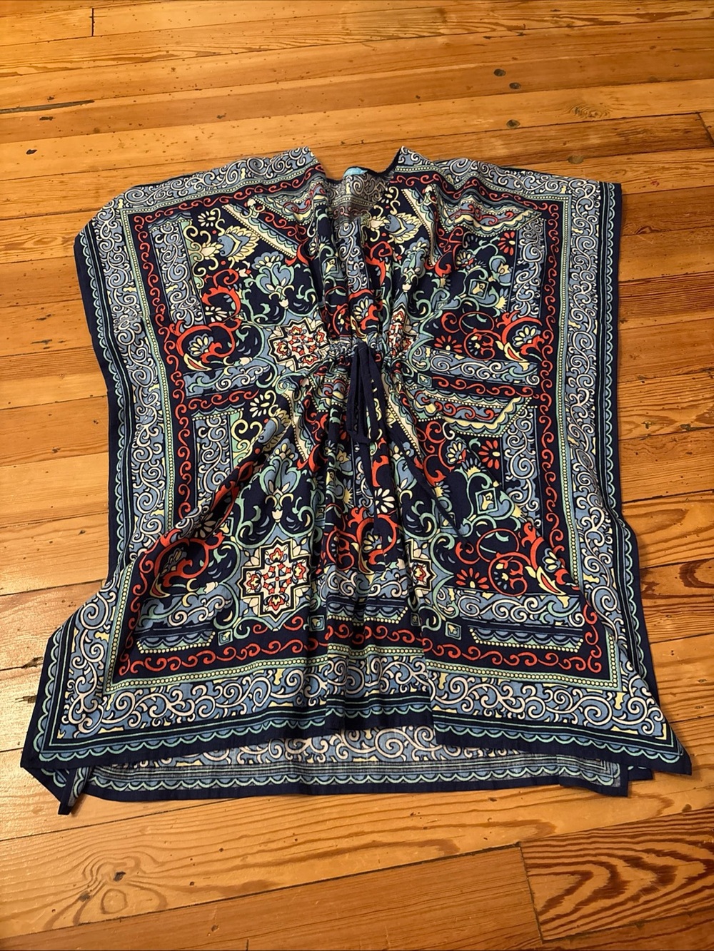 J. McLaughlin Sora Tunic Kaftan Dress XS/S Cover Up Linen Blue